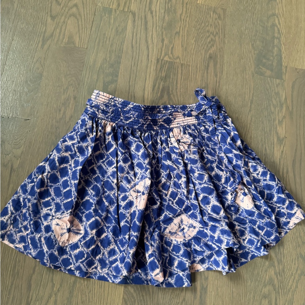 Ulla Johnson Purple and Pink Batik Pleated Mini Shorts